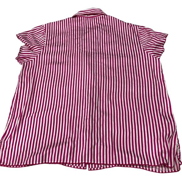 Delicates Top Women Plus 1X Pink White Striped Short Sleeve 100% Cotton Casual - Picture 3 of 7
